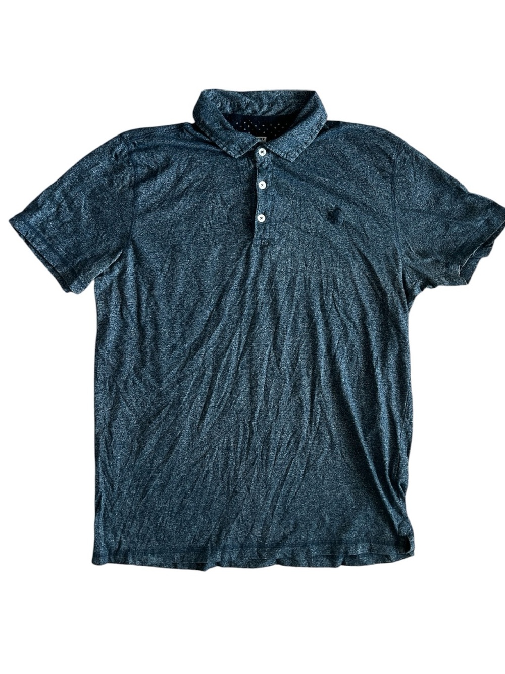 Men's Heather Navy Polo Shirt with Button Placket Size Large